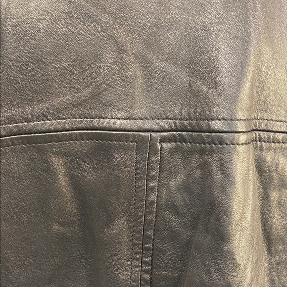 Jones New York Black Leather Jacket Minimalist Edgy Luxury Mobwife Large Petite - Picture 6 of 14